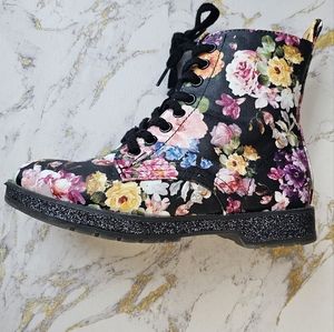 Mia Kids Little Girl's Giuletta Boots Lace Up Black Multi Floral